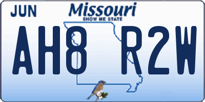 MO license plate AH8R2W