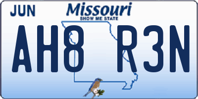 MO license plate AH8R3N