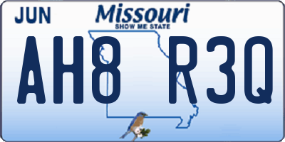 MO license plate AH8R3Q