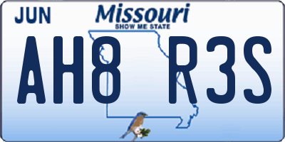 MO license plate AH8R3S