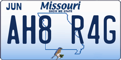 MO license plate AH8R4G