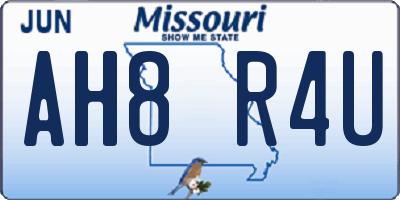 MO license plate AH8R4U