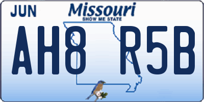 MO license plate AH8R5B