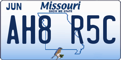 MO license plate AH8R5C