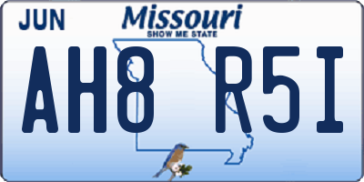 MO license plate AH8R5I