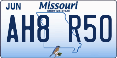 MO license plate AH8R5O