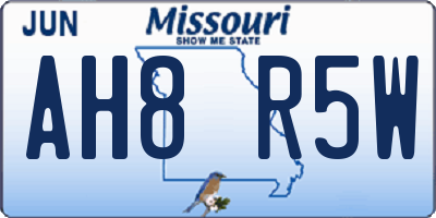 MO license plate AH8R5W