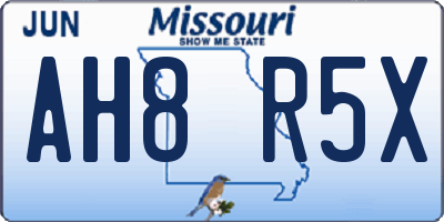 MO license plate AH8R5X