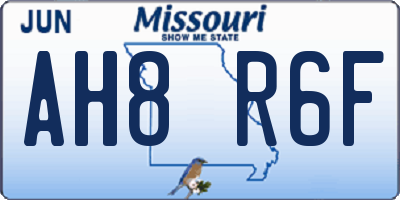 MO license plate AH8R6F