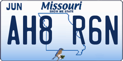 MO license plate AH8R6N