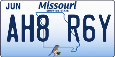 MO license plate AH8R6Y