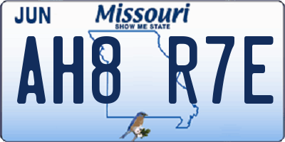MO license plate AH8R7E