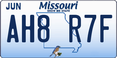 MO license plate AH8R7F