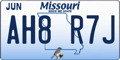 MO license plate AH8R7J