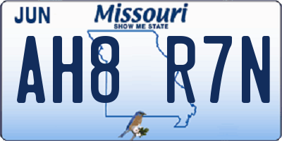 MO license plate AH8R7N