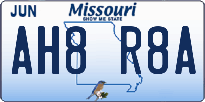 MO license plate AH8R8A