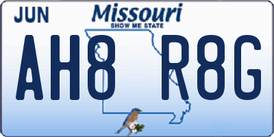 MO license plate AH8R8G