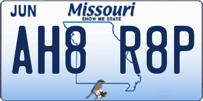 MO license plate AH8R8P
