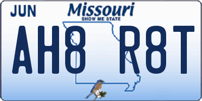 MO license plate AH8R8T