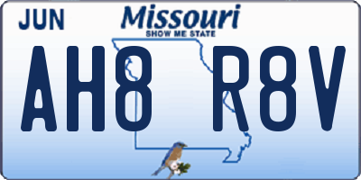 MO license plate AH8R8V
