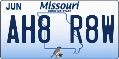 MO license plate AH8R8W