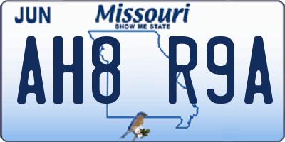 MO license plate AH8R9A
