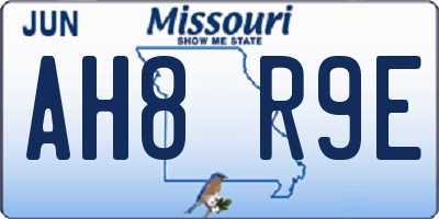 MO license plate AH8R9E