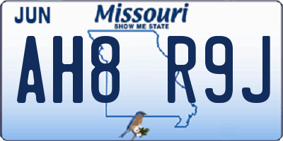 MO license plate AH8R9J