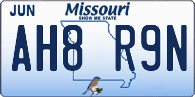 MO license plate AH8R9N