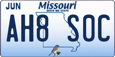 MO license plate AH8S0C