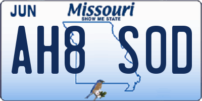 MO license plate AH8S0D