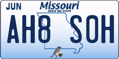 MO license plate AH8S0H