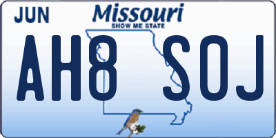 MO license plate AH8S0J