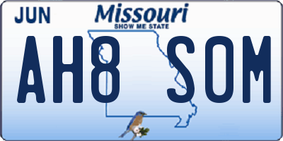 MO license plate AH8S0M