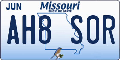 MO license plate AH8S0R