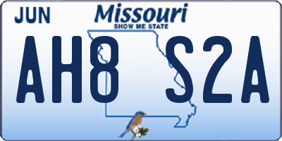 MO license plate AH8S2A