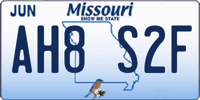MO license plate AH8S2F