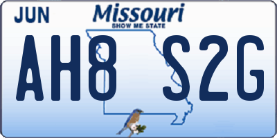 MO license plate AH8S2G