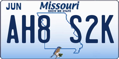 MO license plate AH8S2K
