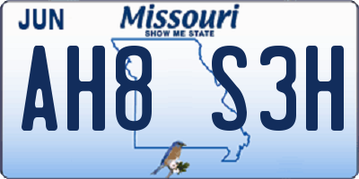 MO license plate AH8S3H