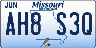 MO license plate AH8S3Q