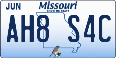 MO license plate AH8S4C