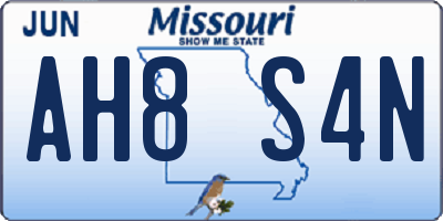 MO license plate AH8S4N