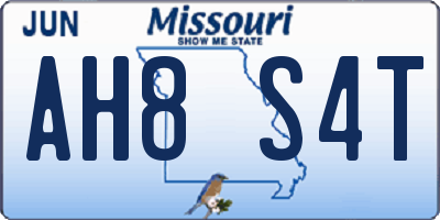 MO license plate AH8S4T