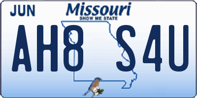 MO license plate AH8S4U