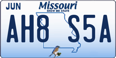 MO license plate AH8S5A
