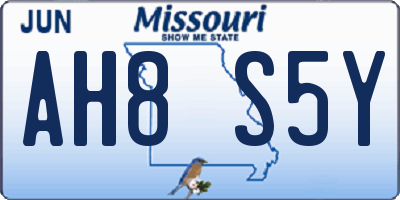 MO license plate AH8S5Y