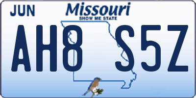 MO license plate AH8S5Z