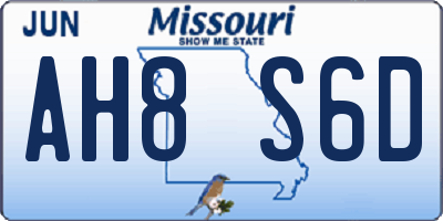 MO license plate AH8S6D