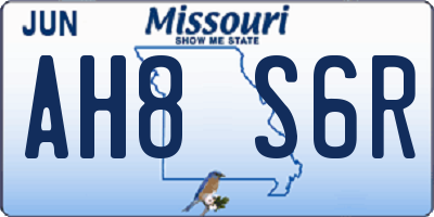 MO license plate AH8S6R